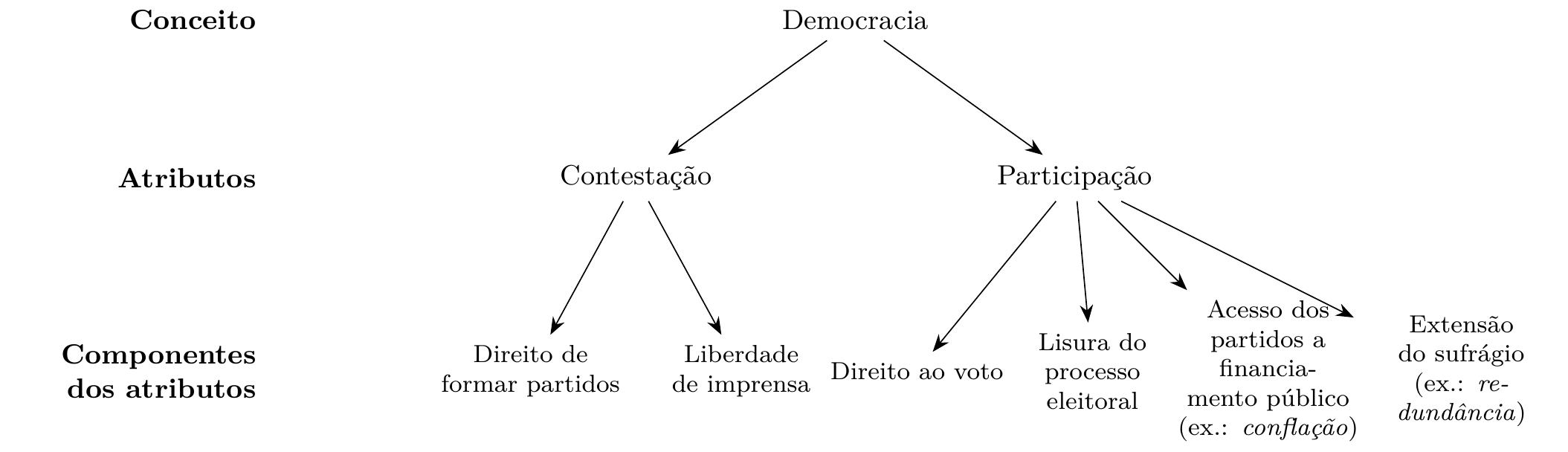 Estrutura lógica de conceitos. Adaptado de Munck e Verkuilen (2002, p. 13).